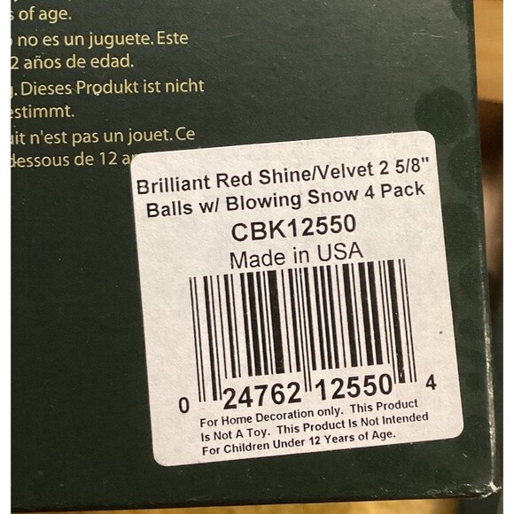 Krebs Glass Christmas Ornaments Brilliant Red Shine Balls With Blowing Snow X8 - Picture 3 of 7